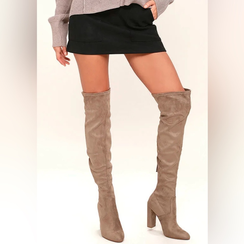 Steve Madden Emotions Taupe Suede Over the Knee Boots